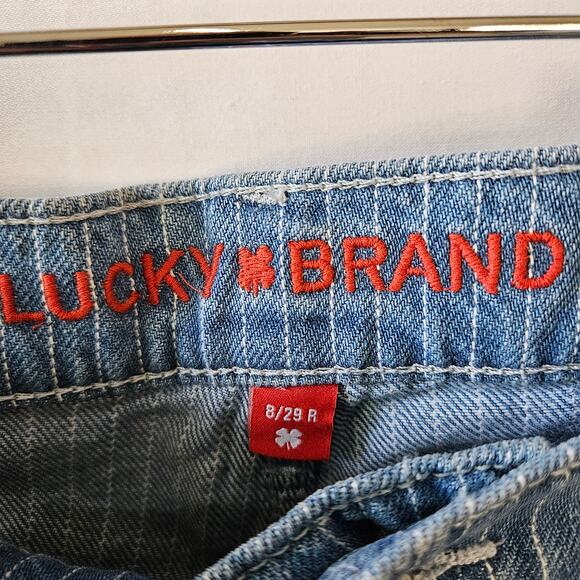 Lucky Brand Women's Boy Mid Rise Striped Relaxed Straight Jeans 8/29R - Picture 4 of 14